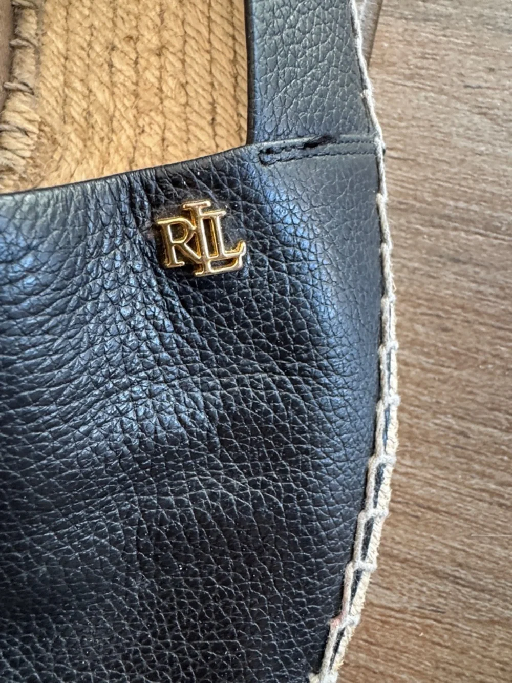 Ralph Lauren Black Leather Espadrille Slip-ons. Women’s size 9 - Picture 10 of 11